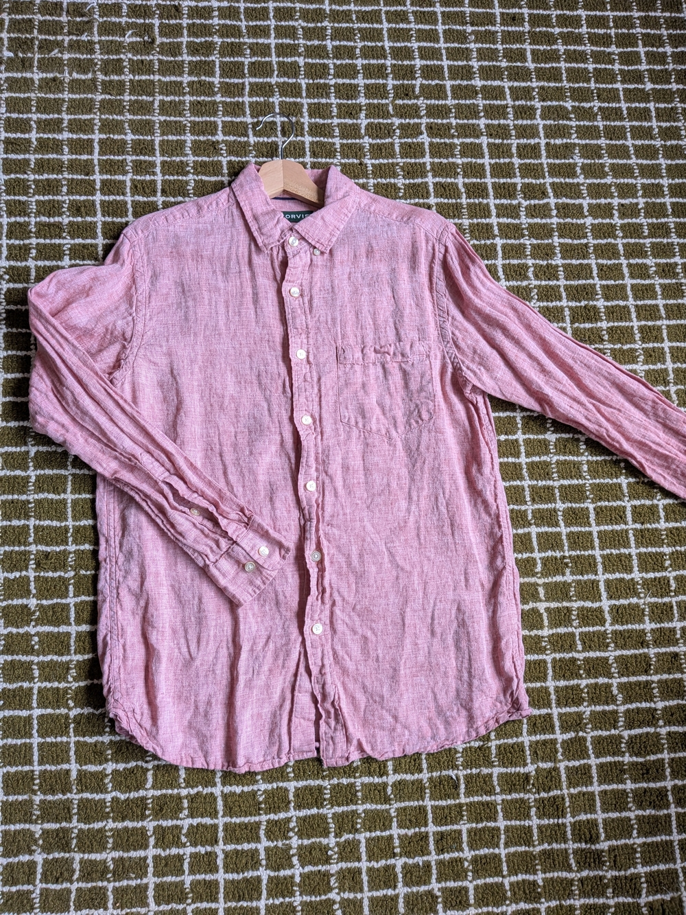Pink Orvis 100% Linen Button Down